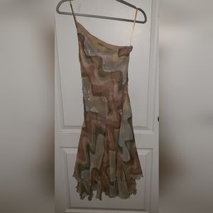 Asymmetrical dress by BCBG Max Azria, size 4. Sequin detail. Great condition!